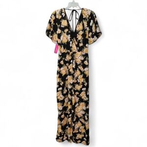 Xhilaration Floral Wide Leg Jumpsuit Open Back Tassel Tie Size Medium NWT